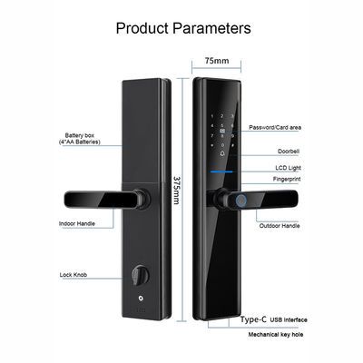 Cerradura de puertas Bluetooth inteligente de color negro Cerraduras remotas de puertas electrónicas para casas