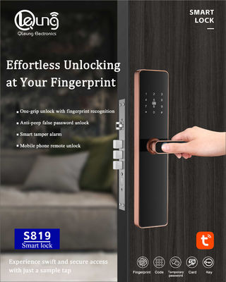 6068 Mortise huella digital cerradura de puerta Tuya TTlock Wifi APP opcional