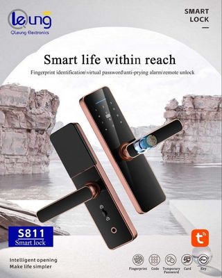 Bloqueo de puertas de la puerta de entrada de bronce rojo aleación de aluminio Tuya Wifi Smart Lock
