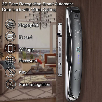 Reconocimiento facial 3D totalmente automático Cerradura inteligente de huellas dactilares Contraseña Cerradura de puerta para apartamento