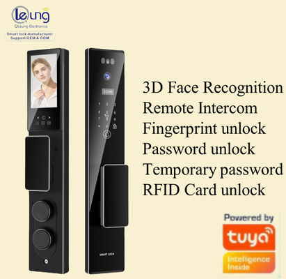 Qleung S555Max Face ID Video Intercom Identificación de huellas dactilares Tarjeta clave Tuya App Control remoto Cerradura de puerta inteligente