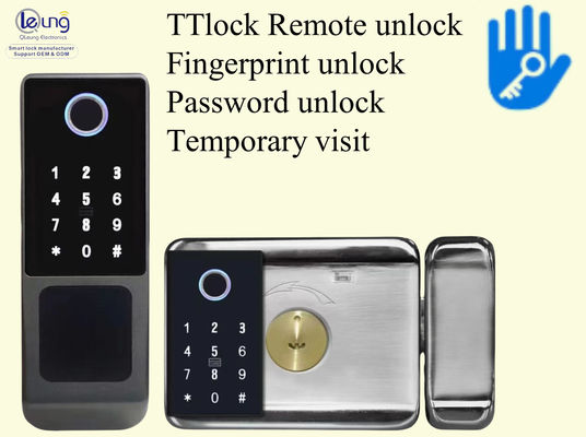 Qleung S812-4 Impresión digital de huellas digitales a prueba de agua Contraseña Tarjeta TTlock App Desbloqueo remoto Cerradura de puerta de casa inteligente