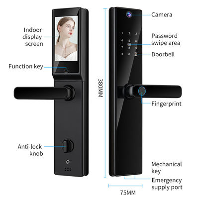 Qleung Tuya Wifi control remoto HD cámara de vídeo intercomunicador de huellas dactilares tarjeta de código clave S819-2Max cerradura de puerta inteligente