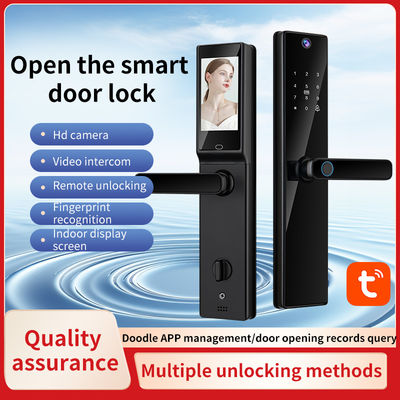 Qleung S819-2Max Tuya WiFi Tarjeta de huella digital código clave cerradura de puerta inteligente con video llamada