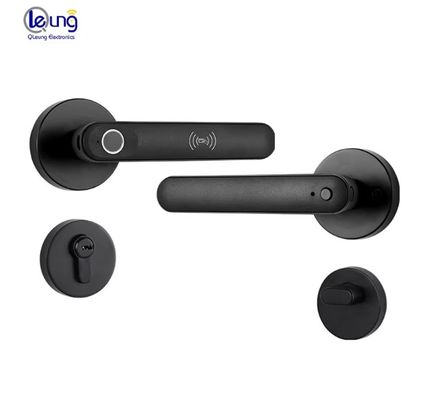 Qleung S607L Classic Black Tuya BLE APP Cerraduras de Puerta Inteligentes con Huella Dactilar y Llave, Cerradura de Puerta Inteligente para Apartamento y Hogar, Interior