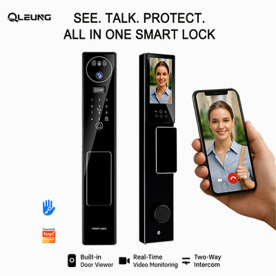 Reconocimiento facial 3D Tuya APP Intercom cámara de huellas digitales biométricas cerraduras inteligentes para el hogar