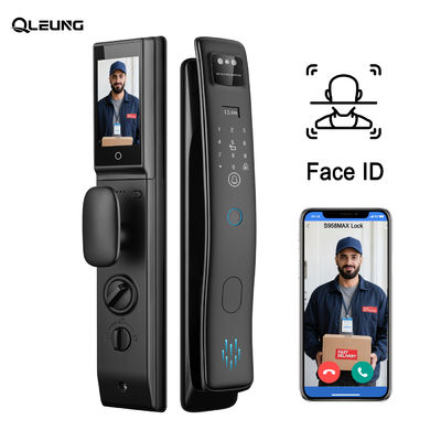 Qleung S958Max reconocimiento facial 3D video intercomunicador bloqueo automático de huellas dactilares tarjeta y código de acceso Tuya WiFi Smart Home Door Lock