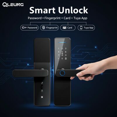 Cerradura de puerta inteligente Qleung Classic Black S811 con 8 idiomas Certificación CE ROHS y huella digital de semiconductor